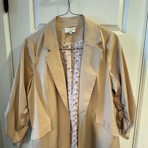 Skies Are Blue Tan Blazer with Floral Lining